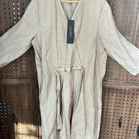 Beige Women’s Medi Dress Pleated Design made in Italy - Picture 5 of 16